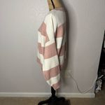Hollister Pink White Striped Crew Knit Sweater Size M Cozy Preppy Lounge Granola Photo 7