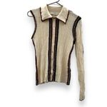 RTR Sea New York Riva Ribbed Embroidered Wool Collared Button Front Top Sz 8 Brown Photo 2