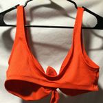 EXPRESS  Ribbed Orange Halter Tie Front Bikini Swimsuit Top Women's L Photo 2