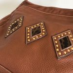 Vintage Leather Animal Print Studded Crossbody Purse Brown Photo 14