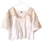 Free People  New Romantics Dolman Sleeve Cream Embroidered Blouse Top Medium Photo 0