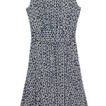 Bobeau navy ikat fit and flare jersey knit stretch midi dress size M Photo 2