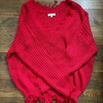 Main Strip Red Distressed Sweater Photo 0