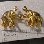 Mimi Di N 1972 Elephants Interlocking Statement Belt Buckles Vintage Gold Tone Photo 3
