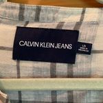 Calvin Klein Jeans  Plaid Cotton V Neck Button Up Shirt  Top Size large Photo 1