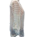 Akris Punto  Women’s Scoop Neck 3/4 Sleeve Top Size 6 Cream Sheer Dot Pattern Photo 2