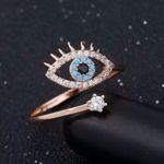 Cute Evil Eye Star Zircon Crystal Ring Gold Photo 2