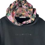 ZARA  Women's Floral Cropped Double Hoodie Sweatshirt Black Size M Photo 10