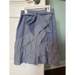 Parker  Womens Lambert‎ Bow-Tie Striped Poplin Skirt 4 Blue White Ruffle Cotton Photo 2