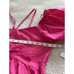 AQUA For Bloomingdale's Puff Sleeves 100% Cotton Halter Blouse Top Hot Pink Photo 11