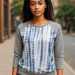 Kut From The Kloth Blue Tie Dye Jersey Top with Sweater Arms ~ Women's Size MP Photo 0