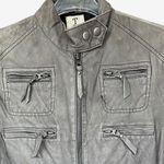 Tusso Grey 100% Leather Zippered Detailed Jacket Sz M Gray Size M Photo 2