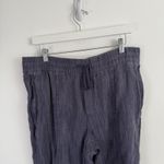 Athleta  Retreat Linen Ankle Pant High Rise Blue Coastal Travel Womens Medium Photo 2