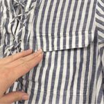 Madewell  Blue and White Tie Front 3/4 Sleeve Shirt- size‎ M Photo 6