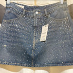 ZARA  Studded Blue Denim Mini Skirt Photo 0