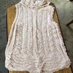 Miss Me  Pointelle Crochet Cowl Neck Sweater Tank in Ecru sz small EUC Photo 1