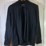 Cyrus Black Waterfall Cardigan Sweater Knit XL Lagenlook cozy modest staple Photo 0