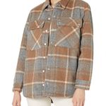 BLANK NYC Mountain High tan gray flannel plaid button down shacket, size small Photo 6