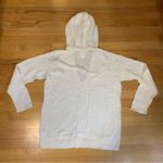 Gap Cotton Knited V-Neck Pullover Hooded Sweater White Cream Women's Large Photo 5