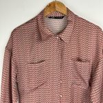 ZARA  Satin Effect Floral Print Button Front Shirt Dress Long Sleeve Duster Small Photo 4