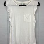 Jun & Ivy  Cream Knit Tank Top Blouse Ruffle Sleeves Front Pocket Size XS Photo 0