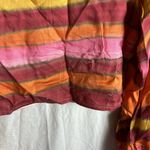 Chaser Crosby Peasant Blouse Multicolor Stripe Cropped Balloon Sleeve Size Small Photo 10