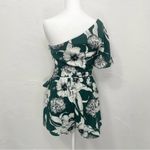 Lulus Flawless Moments Green Floral Print One-Shoulder Romper Photo 5