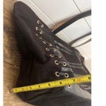 Victoria's Secret Black Striped Canvas Tote Bag Lace Up Gold Grommets Large Photo 7