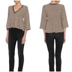 Apiece Apart Cropped Swing Neutral V-Neck Marled Sweater Medium Photo 1