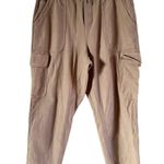 Athleta Farallon Cargo Crop Pants Pull On Drawcord Breathable Silt Taupe Tan 12P Photo 2