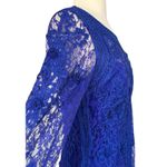 Sue Wong Ribbon Trim Illusion Bodice Dress Satin Lined Cobalt Blue Sz Medium 10 Photo 6