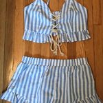 Blue & White Striped Set Multiple Size M Photo 0