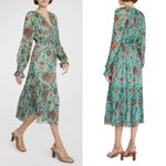 Ulla Johnson Audette Tiered Floral Silk Chiffon Dress Aqua Multi Size 6 Photo 3