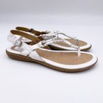 B.O.C Born Concept White Silver Faux Leather Braided Slingback Strappy Sandals 7 Photo 1