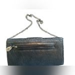 Jessica McClintock  Textured Elegant Black Clutch Bag with Chain Photo 1