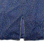Laurence Kazar Vintage 1980s 100% silk navy blue beaded/embellished dress size L Photo 4