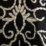 The Kooples Black Pencil Skirt Cream & Gold Embroidery Size S Designer Elegant Mini Photo 4