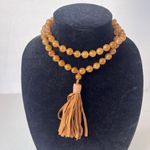 Carnelian Agate and Leather Tassel Necklace Beaded Brown Boho 12" Brown Pullover Photo 9