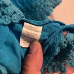 NWT Dolce Cabo Buttoned Peplum Crochet Embroidered Blouse S Boho Resortwear Blue Photo 6