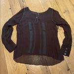 Carlisle  Vtg Sheer Whimsigoth Top w Ruffles w Silk Cami Chocolate Brown Blue 8 Photo 6