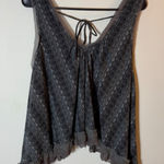 Free People ‎ Trapeze Tank Top Lace Trimmed Gray Sleeveless Blouse Medium Photo 0