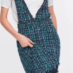 ZARA  NWOT Green Multi Tweed Classy Trending Overall A-Line Midi Dress Small Photo 0
