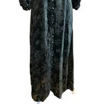 Johnny Was Natalia Silk Midi Dress Button Up Velvet Burnout Womens Small Green Photo 7