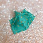 Turquoise Gold Metallic Strawberries Premium Cotton Face Mask Multiple Photo 0