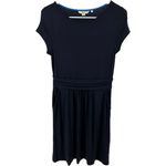 Boden Amelie Jersey Dress Fit Flare Knee Length Ruched Cap Sleeve Pockets Navy 6 Blue Photo 1