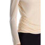 AQUA  Women's Beige Mock Neck Ruched Long Sleeve Top Elegant‎ Party Photo 2