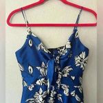 ZARA  Satin Floral WideLeg Jumpsuit with Knot Royal Blue Women’s Size XS NWT Photo 6