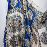 Vintage silk scarf square paisley blue cream EUC 29.5” x 30.5” Photo 6