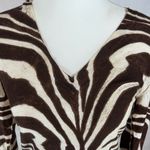 Michael Kors tan and brown marble print vneck light oversized knit top size XS Photo 3