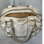 Jimmy Choo Python Suede/Leather Mahdi cream Double Top Handle Satchel Handbag Photo 5